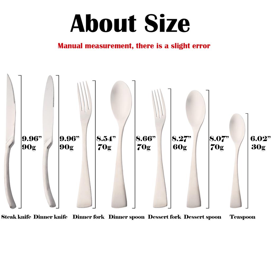 Set de tacâmuri din oțel inoxidabil 304, 7 bucăți, veselă neagră mat, set de tacâmuri, argintărie, cuțit de friptură, furculiță de desert, lingură, veselă