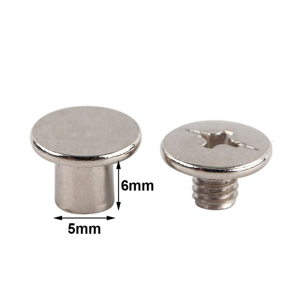 200pcs Rivets Nickel Plated Binding Screws Flat Round Head Silver Rivet Studs Phillips Head M5x6mm Nail Rivets Clothing Crafts