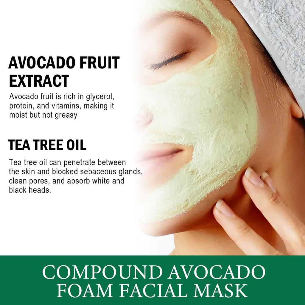 EELHOE  Avocado Foam Mask Oil Control Deep Cleansing Pore Tightening Brightening Foam Mask
