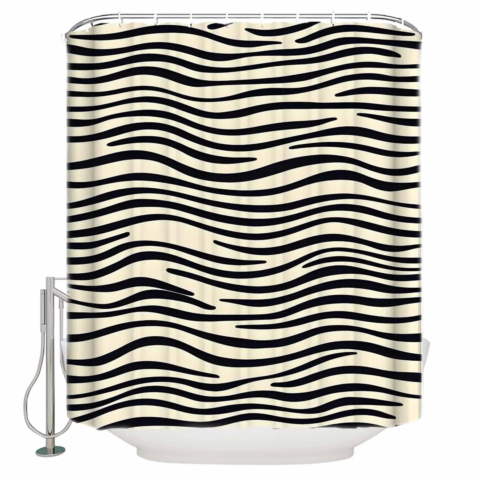 

Лаконичные Черные Волнистые Душевые Шторки Водонепроницаемые Шторки для Ванной Домашний Декор Современная Роскошная Шторка для Ванной W90xH180cm