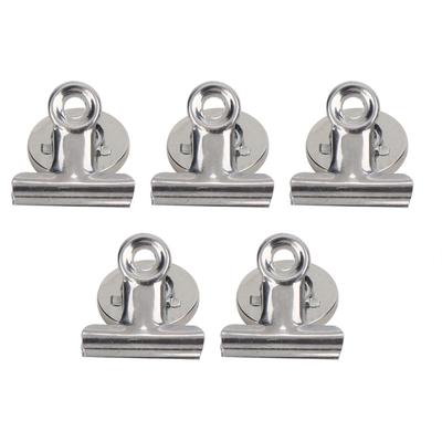 Set di 5 Clip Magnetiche Rotonde in Acciaio Inossidabile Nichelato Magnete Potente Set di Fissaggio(Argento )