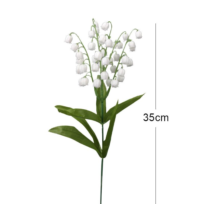35Cm 5-Fork Imitation Bell Orchid Single White Small Lily Of The Valley Plastic Flower Imitation Flower Diy Home Decoration