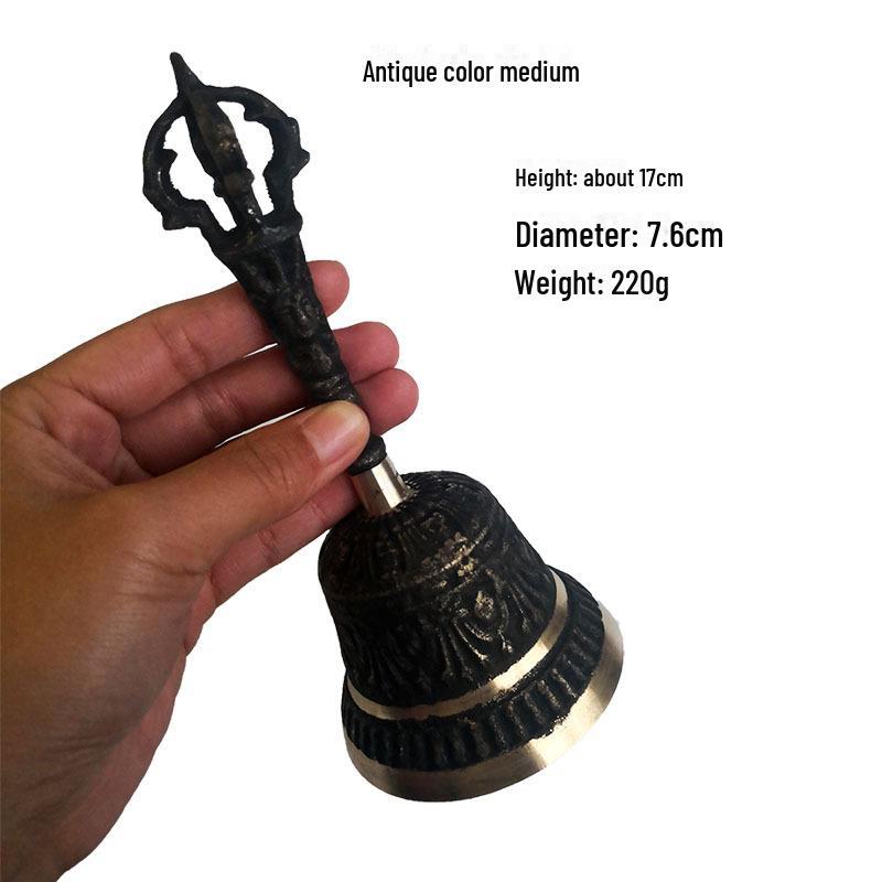 "Brass Hand Rattle with Five Bells for Home or Shop Use"