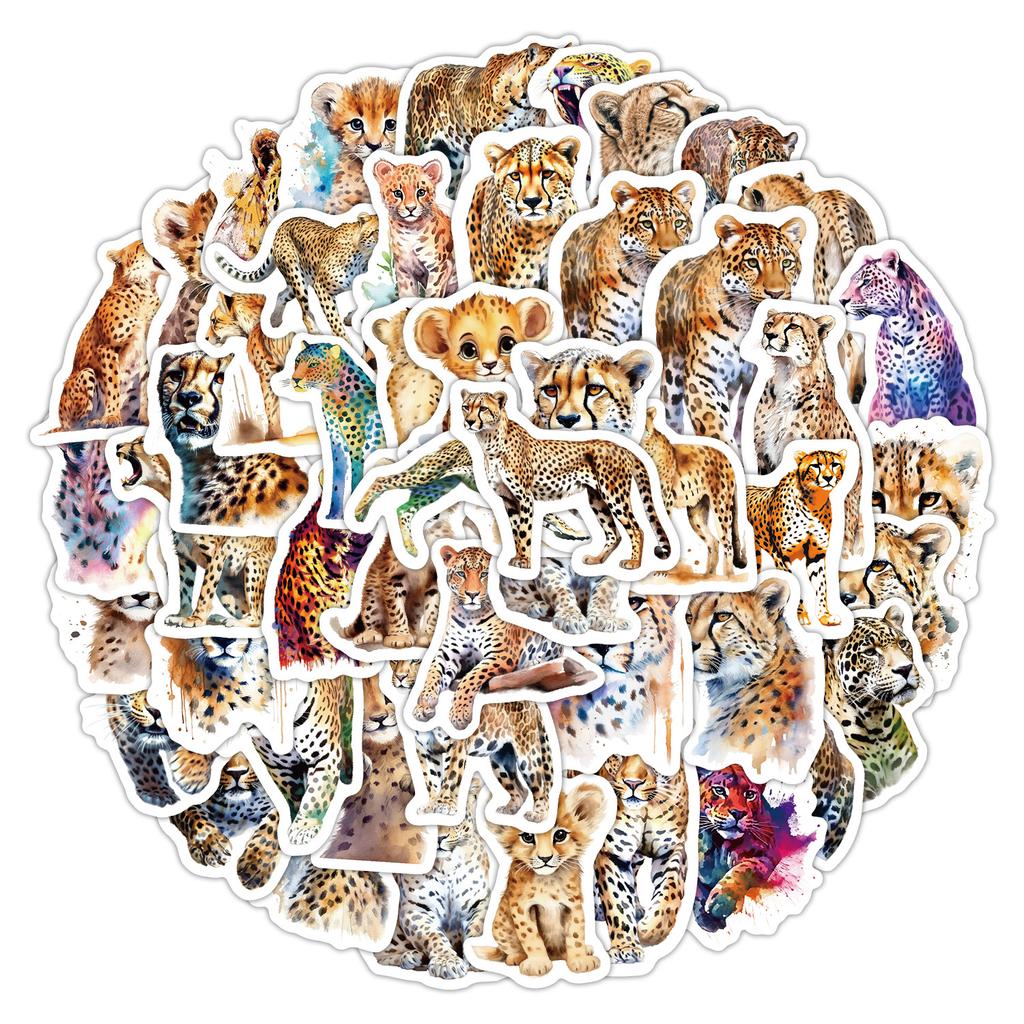 50 African Leopard Graffiti Stickers Car Skateboard Suitcase Decoration Stickers Waterproof Creative Children's Stationery Stickers