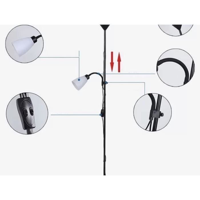 Bel air home - lampadaire varese 1xe27 1xe14 178cm