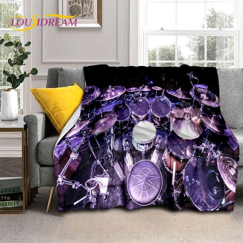 Drum Kit Music Instruments Drum Set Blanket,Soft Throw Blanket for Home Bedroom Bed Sofa Picnic Travel Office Cover Blanket Kid