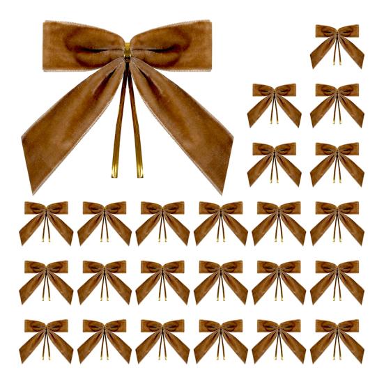 24 Pcs Velvet Christmas Bows with Twist Tie 3.5 Inch Pre-Tied Vintage Velvet Ribbon Bows for Wreath Tree Gift Wrapping DIY Craft Party Favors Home