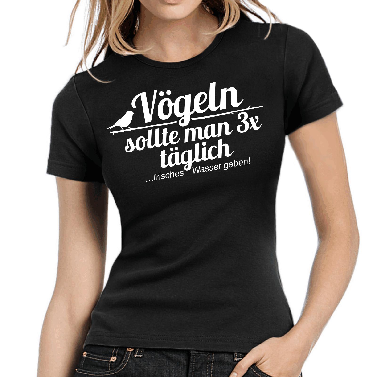 Birds Should Give Fresh Water 3x Daily Sayings Ladies Girlie T-Shirt Mens Womens Tees Top S