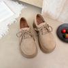 British Style Retro Lace-up Platform Loafers Women's Autumn 2025 New Small Versatile Frosted Leather Shoes