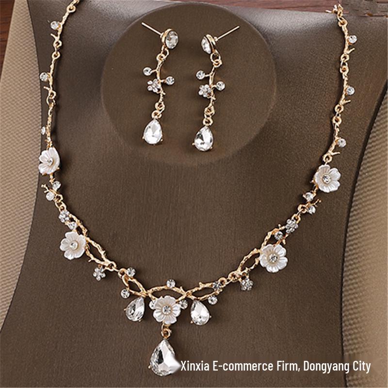 Bridal Zirconia Necklace  Earring Set for Weddings  Evenings