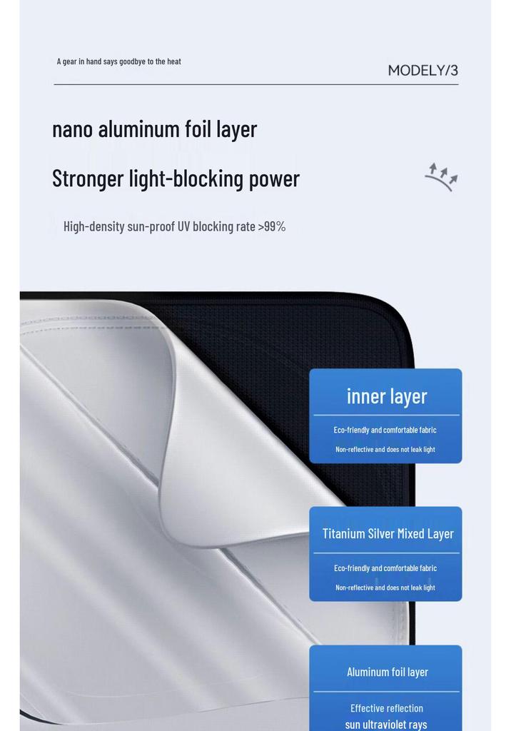 Tesla Model Y/3 Sunshade Windshield Heat Insulation Sun Protection Curtain