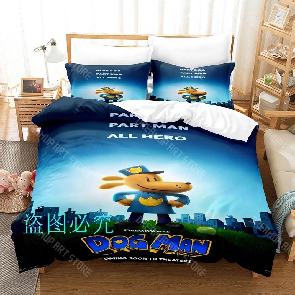 3D Print DOG MAN Cartoon Bedding Set Single Twin Full Queen King Size Bed Set Adult Kid Bedroom Duvetcover Sets