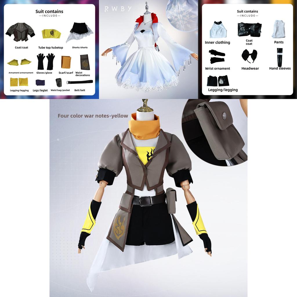 Rwby Ruby Rose Weiss Schnee Costume Cosplay en Polyester Pour Jeu de Rôle et Rassemblements Cosplay