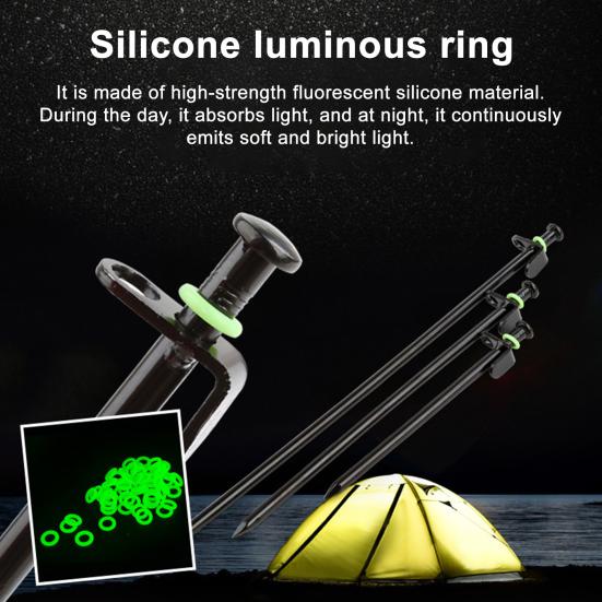 100Pcs Tent Stakes Rings 15MM Glow-in-the-dark Ground Stake Circle Fluorescent Tent Peg Loop Outdoor Camping Tent Nail Accessories