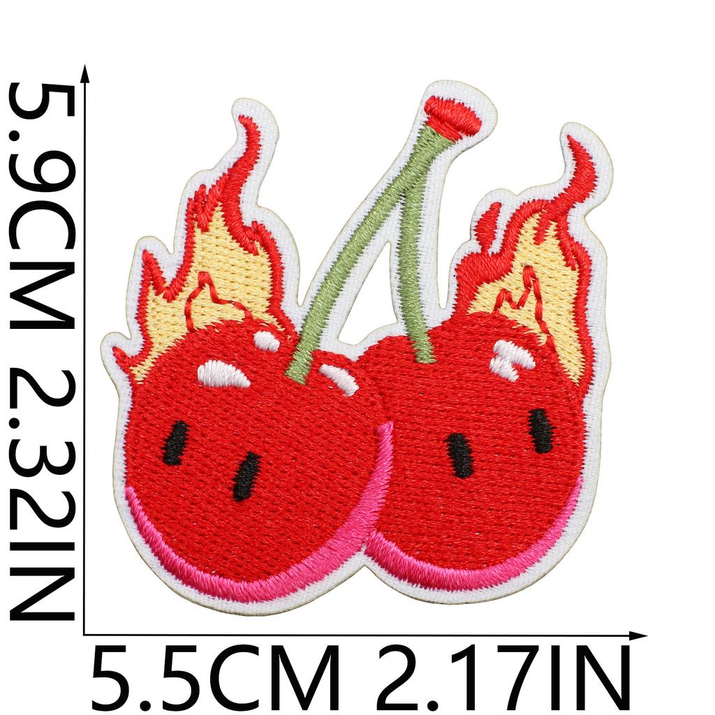 New Fruit Embroidery Cloth Sticker, Clothes Bag Decoration Patch Sticker, Cherry Small Mouth Computer Embroidery Stamp, Ironing