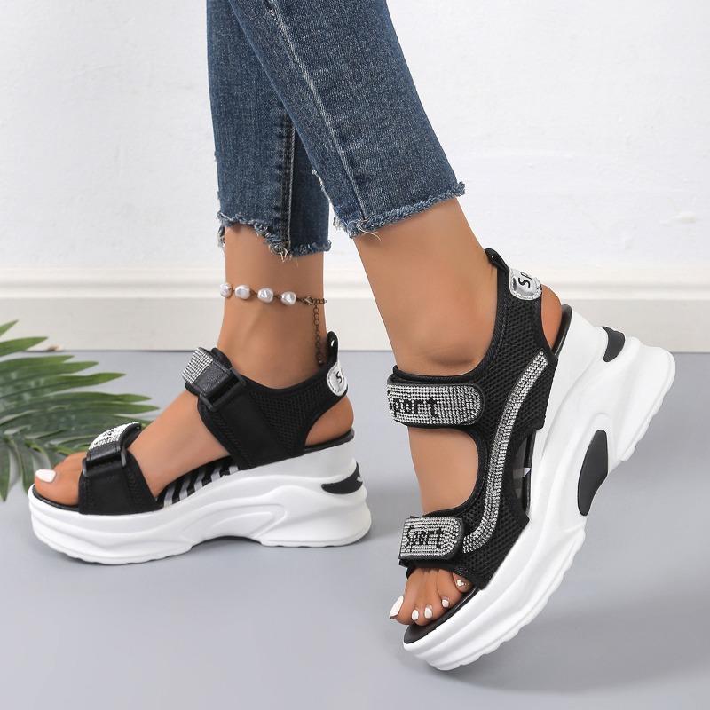 Fashion Women's Casual Wedge Heel Sports Sandals Summer New Fish Mouth Height-increasing Thick Sole Non-slip Vacation Outdoor Sandals 42