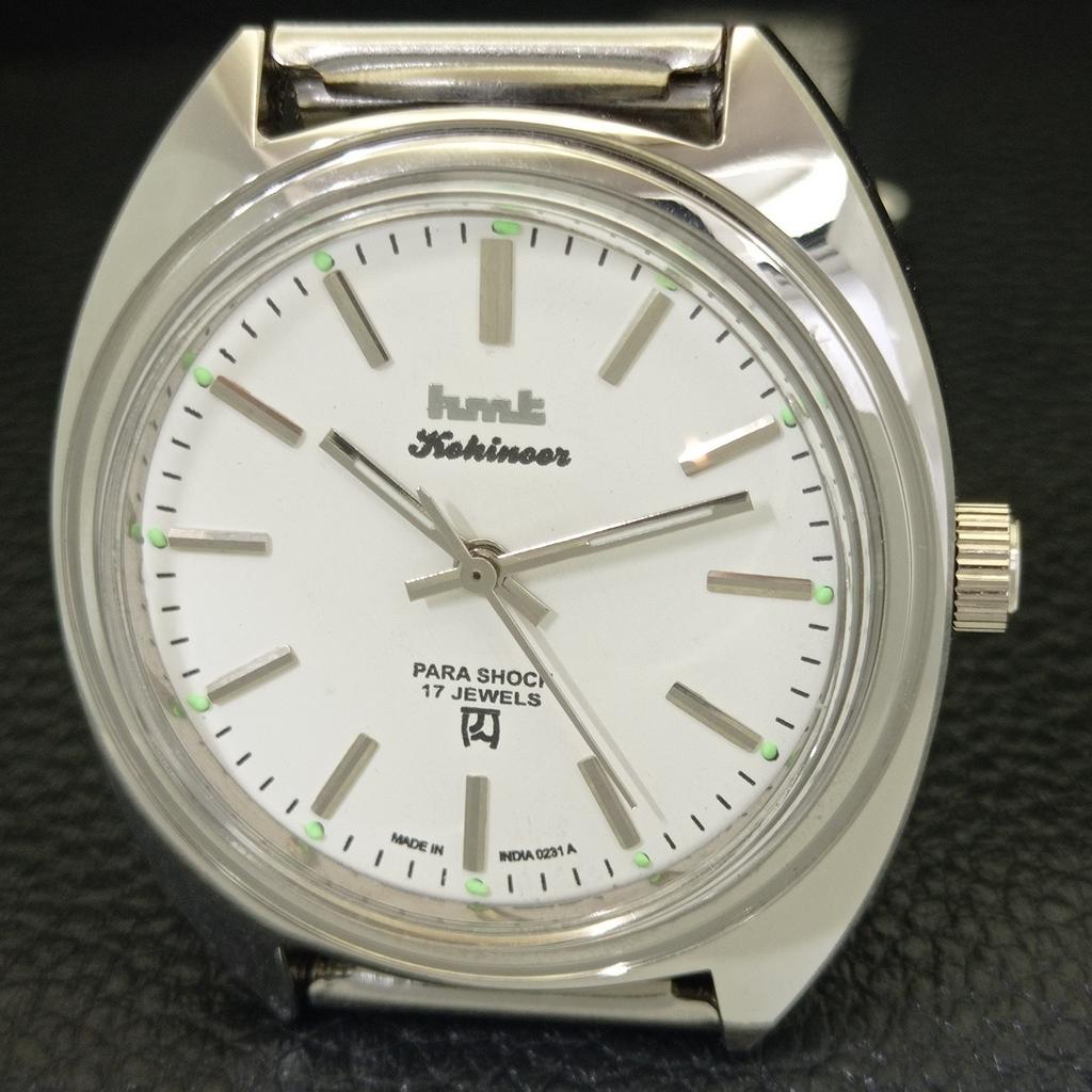 VINTAGE HMT KOHINOOR HAND-WINDING INDIAN MENS WHITE COLOR DIAL WATCH a440940-4 HT-a440940
