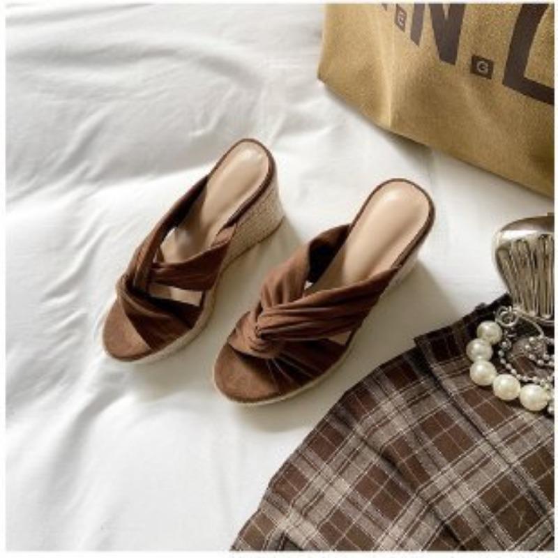 High Heels Sandalen Damenschuhe Neue Keilabsätze Höhenverstärkende Dicksohlige Pantoletten