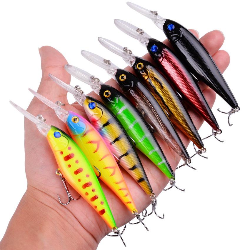 5pcs/box Fishing Lure13.7g/10g Minnow Crankbait Wobblers 3D Eyes Perch Artificial Bait Pike Carp Bait Swim Bait Fishing Pesca