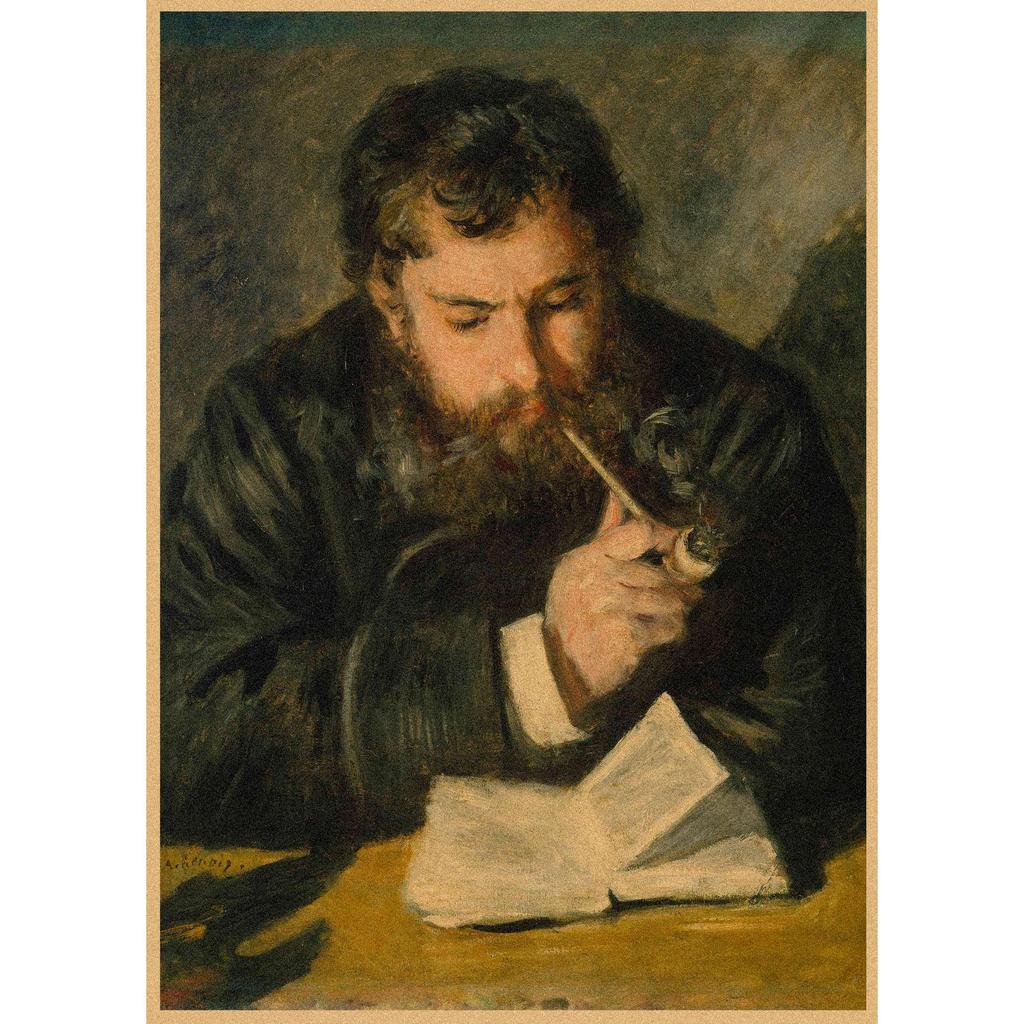 Monet Oil Painting Retro Kraft Paper Poster for Restaurant, Bar, Cafe Wall Decor