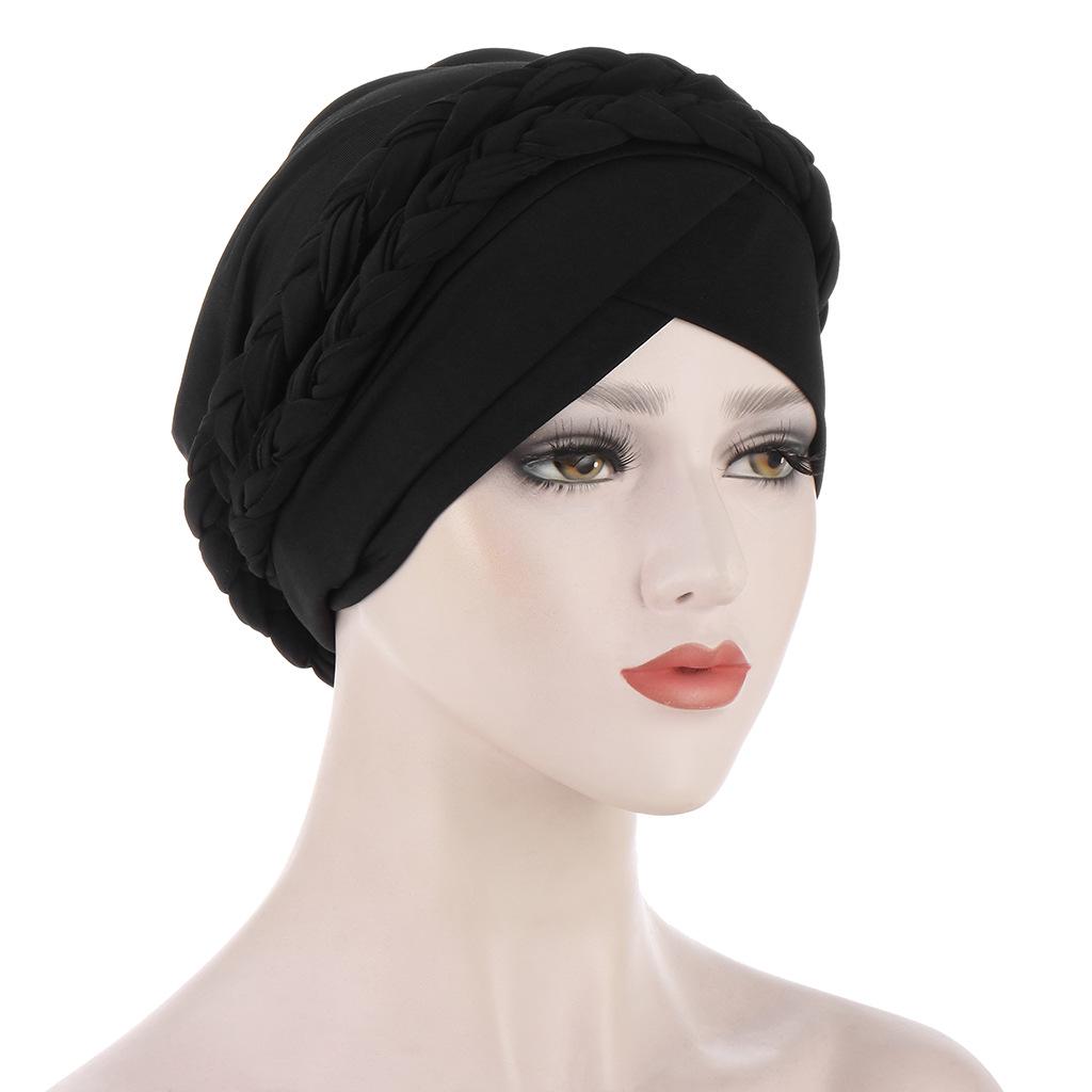 Turban elegant european și american cu pliuri de cristal: Batic Twist împletit pentru îmbrăcăminte musulmană