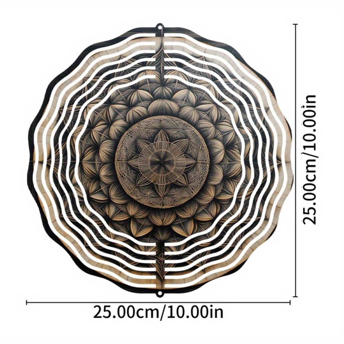 

Металлический мандала-ветроуказатель 25,4 см для сада, уличного декора, вращается на 360 градусов, сложный цветочный дизайн, не требует электричества, всесезонный 01A
