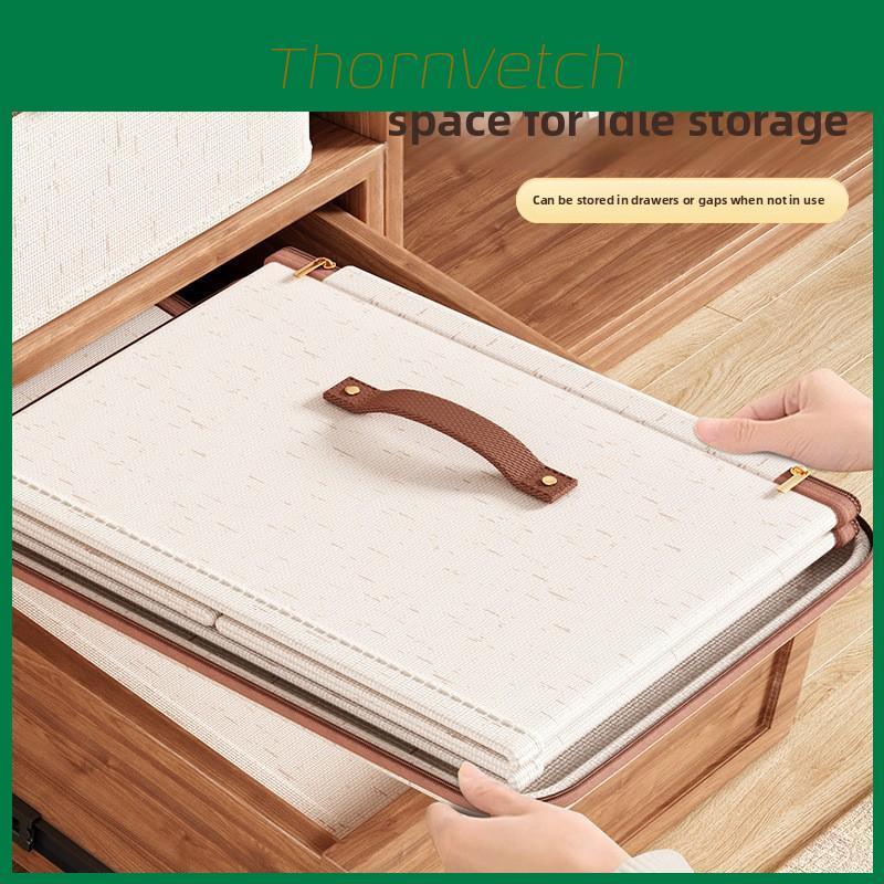 Cotton Linen Storage Box With Lid For Clothes And Bedding Home Organization
