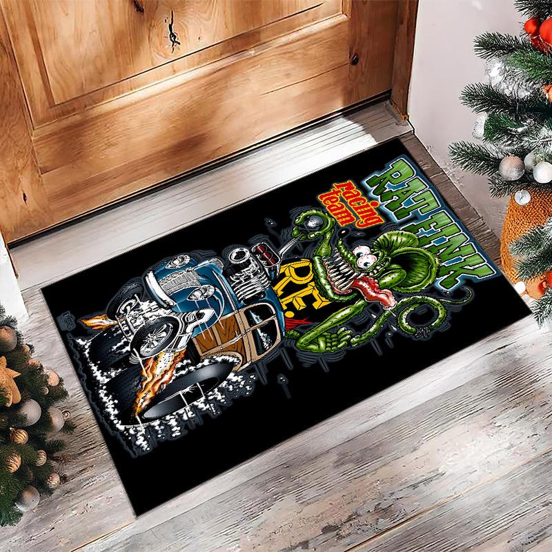 Rat Fink Printed Flannel Area Rug Non Slip Soft Polyester Floor Carpet Indoor Decor Mat for Bedroom Living Room Sofa