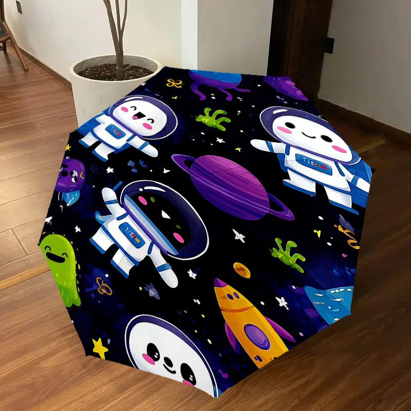 1PC space explorer space creature Umbrella-8-Rib Reinforced Portable Folding Travel Suitable for All Seasons Outdoor Daily Use-J398