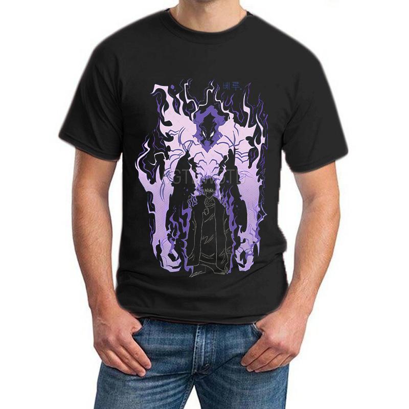 Solo Leveling Anime T-shirt Men Women Harajuku Manga Sung Jin Woo Gothic T Shirt Short Sleeve Crewneck Unisex Streetwear