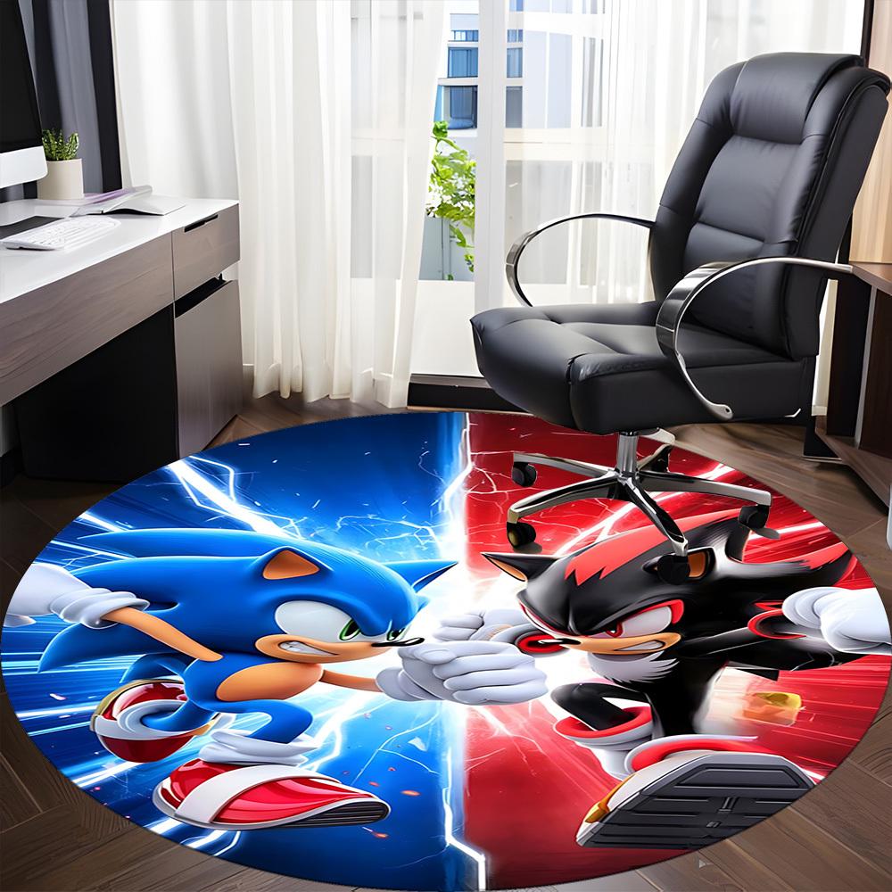 1PC Sonic Office Round Rug, Non-slip, Soft and Durable Office Rug for Interior Decoration, Perfect for Office, Beautiful Decoration