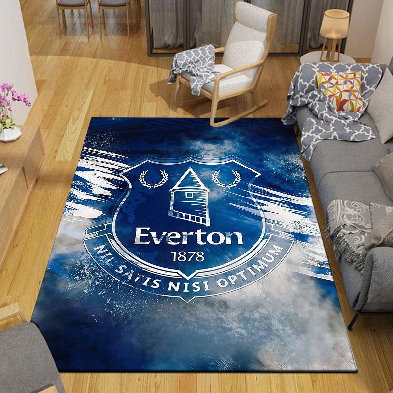Everton FC Flannel Printed Carpet, Home Sofa Decoration for Living Room & Bedroom, Non‑Slip Play Flannel Floor Mat for Game Room