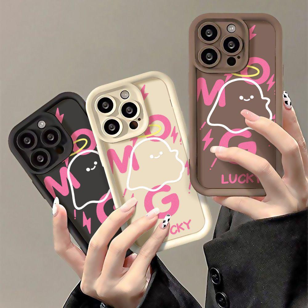 Letter Little Ghost Applicable to iPhone17PorMax Mobile Phone Case 14 Apple 13 Frosted 12/15 Premium Generation