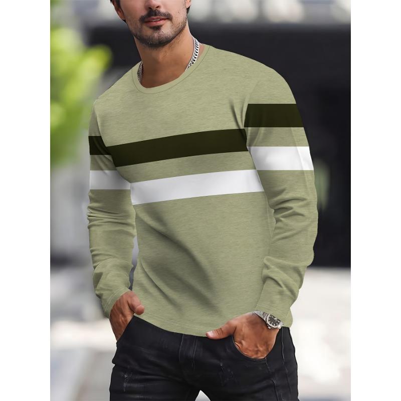 Men's Casual Sports Long Sleeve T-Shirt Breathable Fitted Long Sleeve, Machine Washable