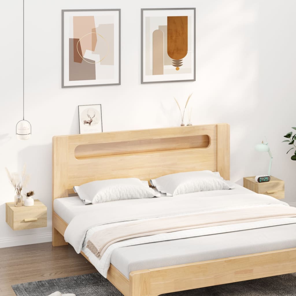 Wall Mounted Nightstands Set of 2 Sonoma Oak Finish 35 x 35 x 20 cm