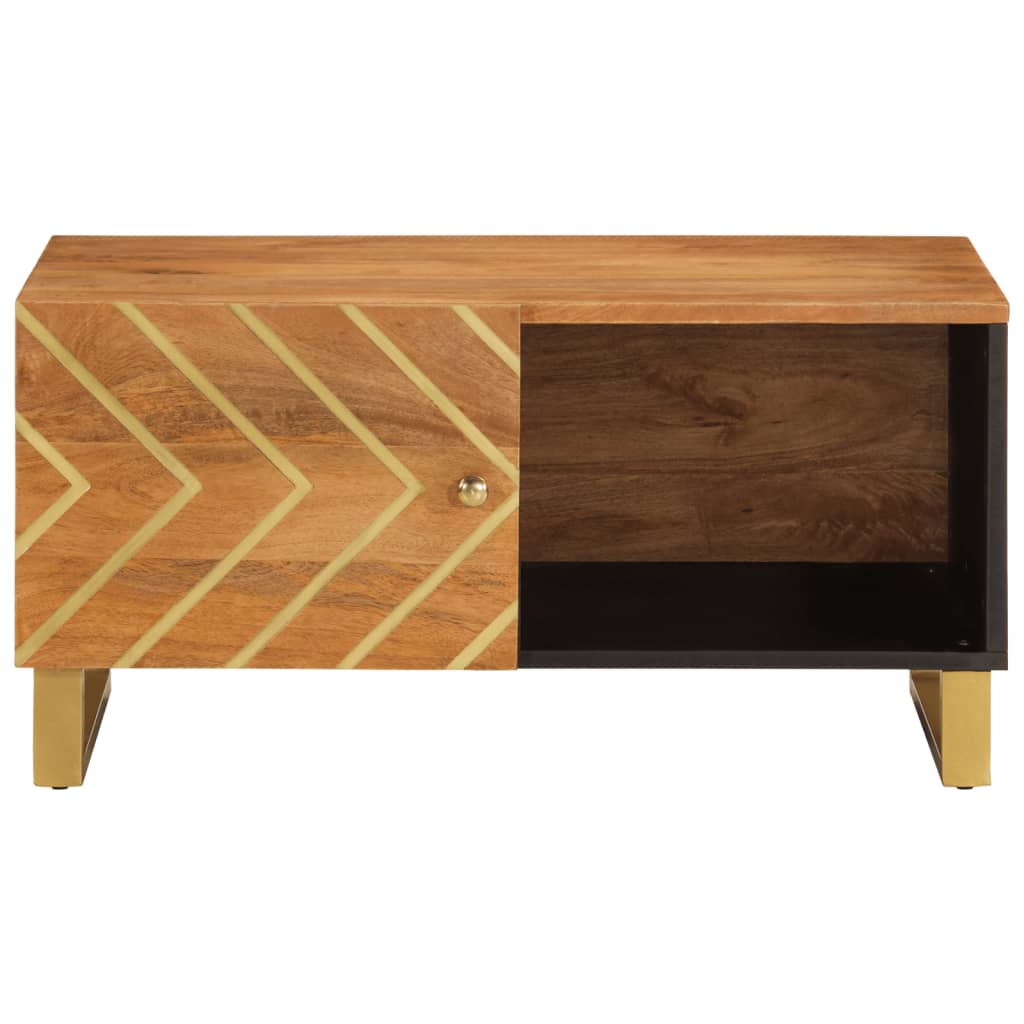  Coffee Table, Brown and Black, 80x50x40 Cm, Solid Mango Wood