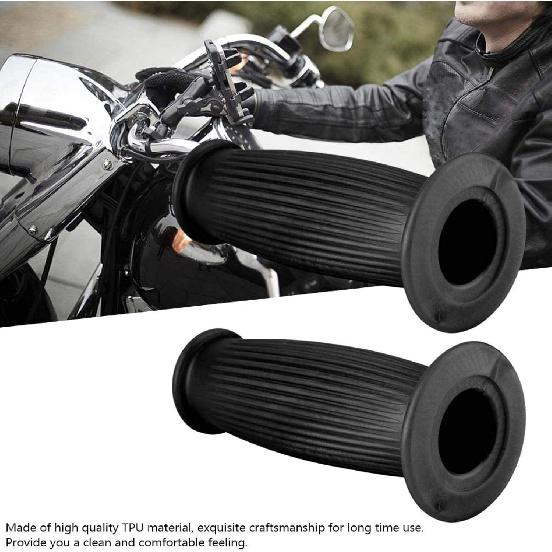 Motorcycle Grips 1 Inch 25/28mm Handle, Akozon 1" 25mm Non Slip Vintage Rubber Motorcycle Handlebar Grips Thruster Grip for Universal Use