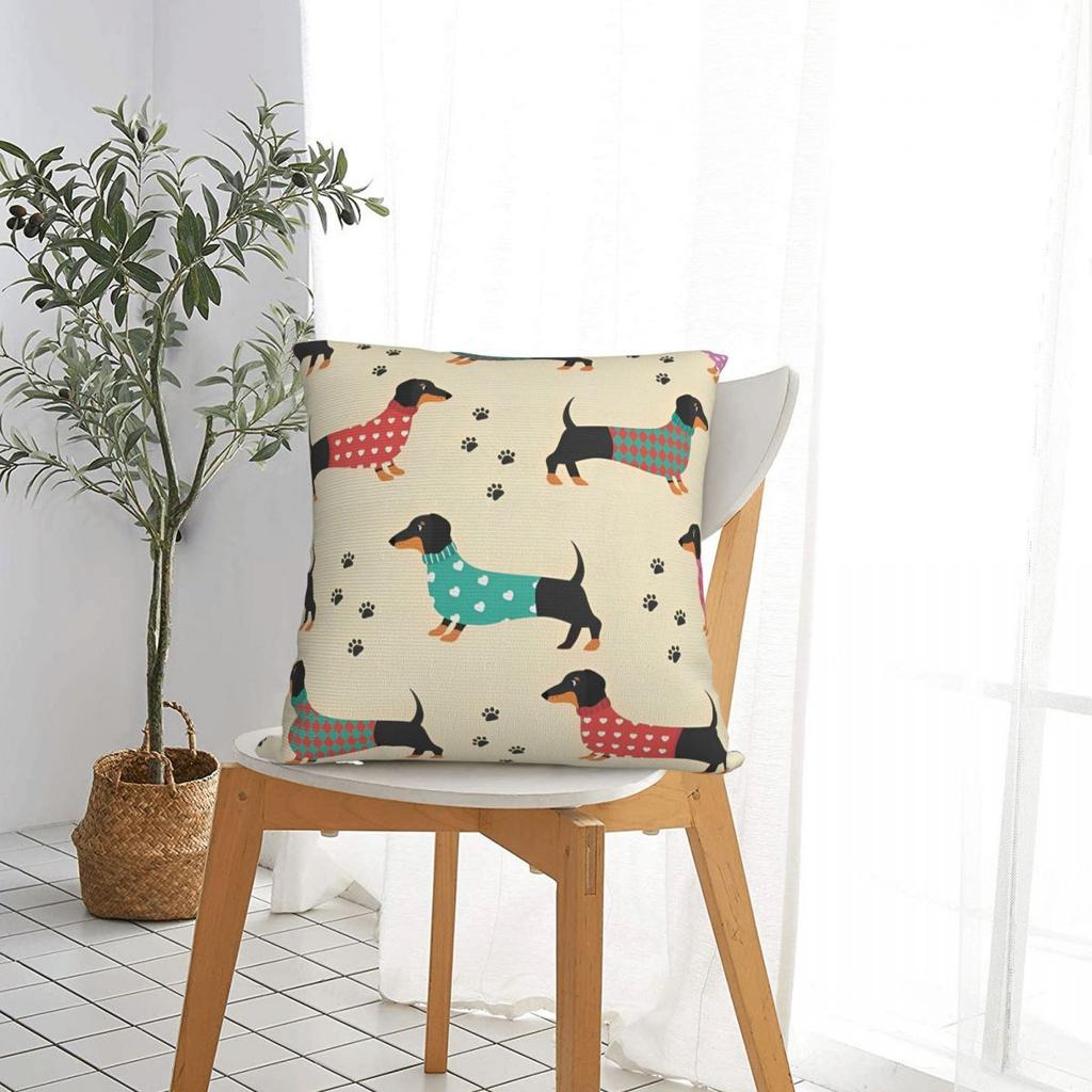 Animal Dachshund Dog Square Pillow Case Throw Pillow Cartoon Custom Cushion Covers