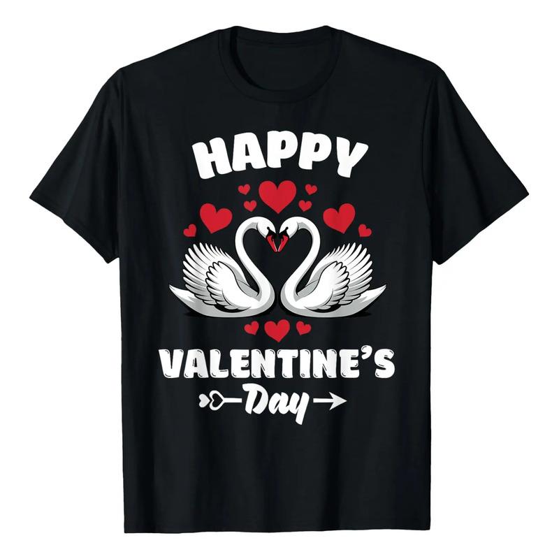 Polera Happy Valentines Day Swan Animal Lover Hearts S разноцветный