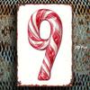 Large 8x12 Inch Vintage Candy Cane Metal Wall Art  Red and White Striped Gingerbread Style Plaque for Christmas and Kitchen