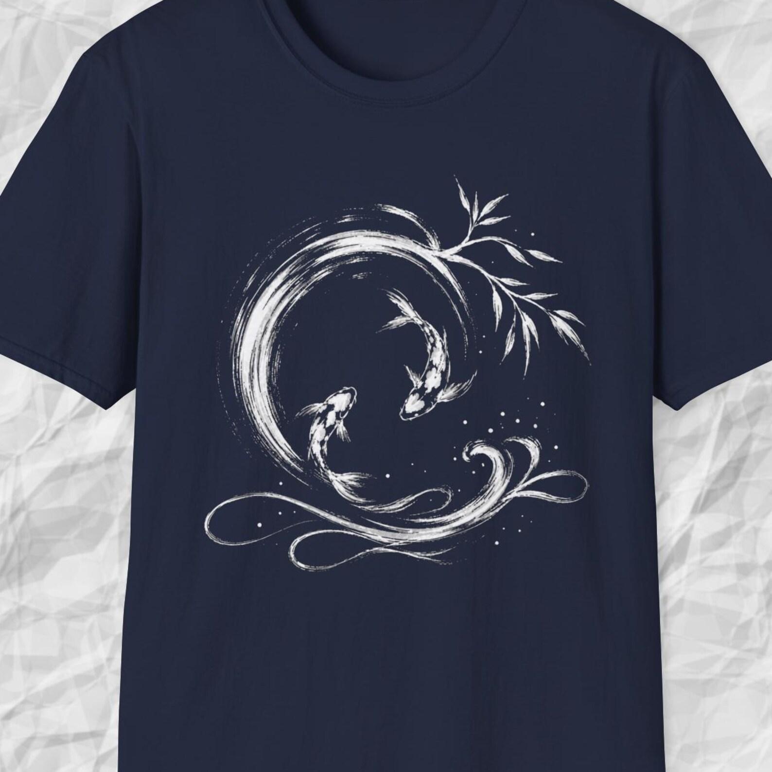 Koi Fish Shirt, Japanese Zen Tee, Yin Yang Koi Fish Shirt, Minimalist Water Brushstroke Tee, Japanese Ink ArT shirt S