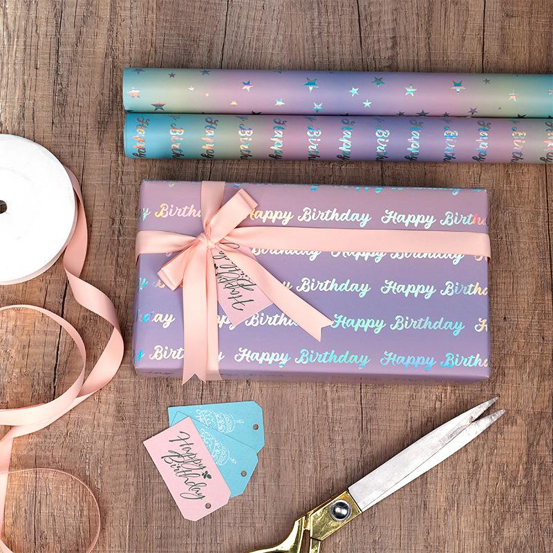 300x43cm Farbverlauf Geschenkpapier Schimmernd Regenbogenpunkte Blumenstrauß Verpackung Geburtstagsparty Dekoration Papier