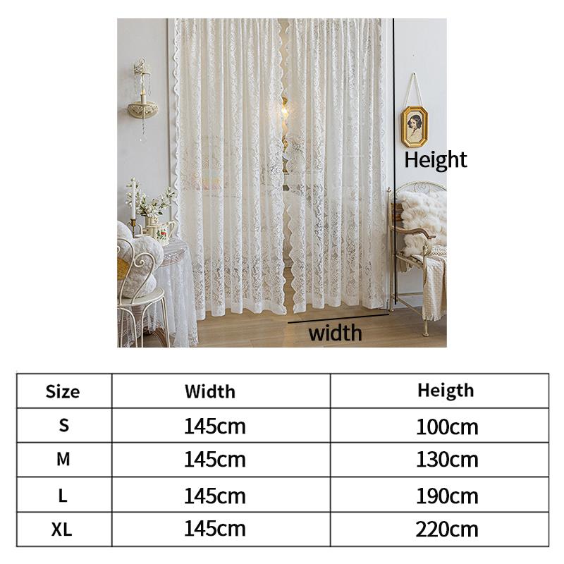 2/1Pcs Vintage Lace Curtains French Style Floral Sheer Curtains Rod Pocket Window Drapes for Living Room Bedroom Decoration