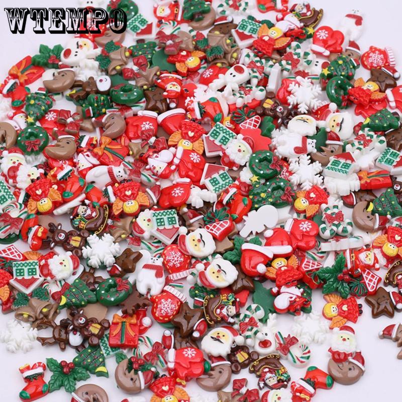 WTEMPO Mixed Color Resin Christmas Ornament Kit Snowman Reindeer, Santa Claus Christmas Tree for DIY Crafts Christmas Holiday Festive Decorations