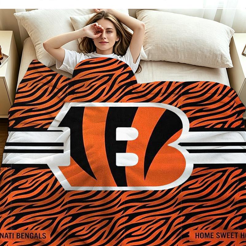 Cincinnati Bengals Print Flannel Blanket High Quality Warm Comfortable Cover for All Seasons Perfect for Gifts Home Decor