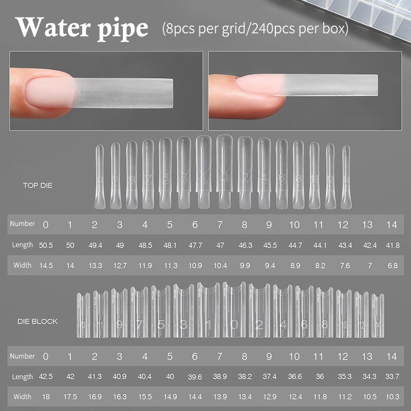 Reusable Coffin Nail Dual Forms 240pcs Acrylic Gel Extension Mold Kit Manicure Tool For Home or Salon Professional Use