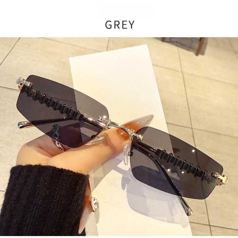 Damskie okulary przeciwsłoneczne, modne wielokątne bezramkowe okulary przeciwsłoneczne dla kobiet i mężczyzn