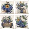 1pc Blue White Pumpkin Cushiopn Cover Sunflower Pattern Washable Pillowcase for House Decoration Festival Gift Adult Gifts