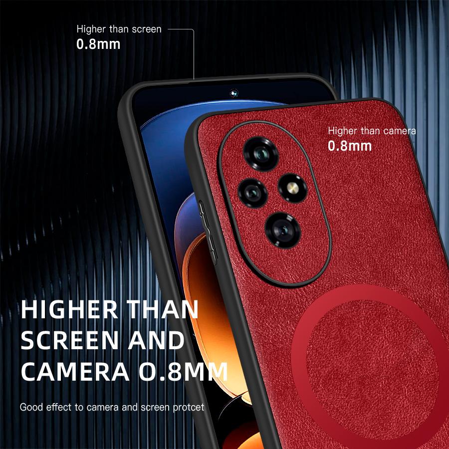 For Honor 200 200 Pro 200 Lite PU Leather Magnetic Ring Soft Edge Anti-Drop Anti-Fingerprint Phone Case