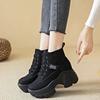 Spring Autumn Fashion Short Boots for Women Round Toe Lace-up Sports Platform Casual Shoes Wedge Heel Heightening Women Boots